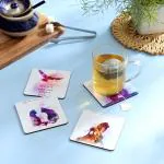 DULI Set of 4 MDF Square Animal Quotes Printed Coasters 4x4 inch