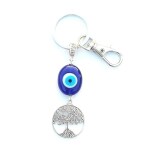 SHILPMART Lucky Evil Eye Keychain Tree of Life Blue Eye Turkish Nazar Bead Keyring Good Luck Blessing Handbag Charm for Home Car Bag Purse Decoration, Blessing, Great Gift
