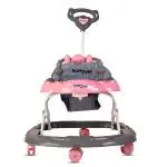 BUMTUM Baby Walker | Baby Walker With Parental Handle, Music and Stopper | 6-48 Months | Walker For Baby | Multifunctional & Adjustable (Pink & Grey)