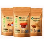 HerbsLand 100% Premium Wild Turmeric (Amba Haldi) Powder, Sandalwood (Chandan) Powder and Masoor Dal (Red Lentils-Seed) FacePack Powder For Face & Skin Care (100gm Each)