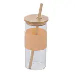 KOSHIYA Glass Bottle with Unique Wooden Straws Bamboo Lid 400ml