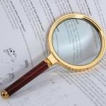 Lista Gold 60 mm Brass Wooden Handle Magnifier, Reading Magnifying Glass, 60 Mm