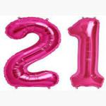 Solid 21 Number Numeric Digit Pink Foil Balloon