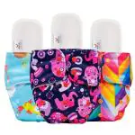 Mylo Essentials Cloth Diaper for Babies|Oeko-Tex Certified|(3Months-3Years)|5kg-17kg|Reusable with Adjustable Snap Button|Pack includes 3 Cloth diaper&3 Wet-Free Inserts-(Pet Love,Purple Love,Rainbow)