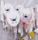 My Party Suppliers Pink White and Gold Unicorn Confetti Birthday Party Balloon, 5 pcs