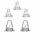 PGD Anti-Colic Silicone Nipples Standard Flow (Pack of 3) with Training Sipper Spout (Pack of 2)