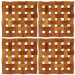 G-KARUNA Square Pot Mat Jali, Anti-Slip Coasters Wooden Dining Table Mat (Pack of 4 Piece)