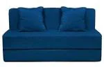 COZY COMFORT Folding Sofa Cum Bed with Cushion for Home & Living Room | Mattress- Perfect for Guests | Jute Fabric I Sofa Bed (Blue, 3 * 6 Feet)