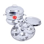 Mr.Cheff Stainless Steel Idli Makers Steamer 3 Plate With 9 Idlies Induction & Standard Idli Maker (3 Plates , 9 Idlis )
