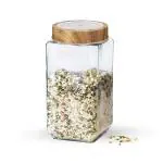 Treo By Milton Woody Cube Storage Glass Jar, 1 Piece, 1000 ml, Transparent