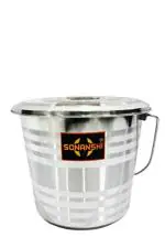 Sonanshi Silver Stainless Steel Leak Proof Water Bucket With Lid 8 L