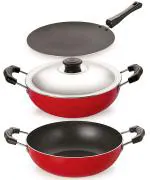 Nirlon 3 pcs of Non-stick Kadhai and Tawa Cookware Combo Set