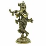 pujaNpujari Krishna Idol Statue Brass - Lord Krishna Murti for Pooja Room/Krishna Statue for Home Decor