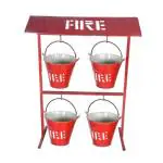 OS ON SPOT FIRE FIGHTERS Fire Stone Iron Bucket with Stand (pack of 2)