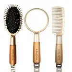 MAJESTIQUE Hair Brush Set, Detangling Hairbrush, Wide-tooth comb and Handle Mirror for Makeup No Bristle, suit for Women Men and Kids Thick/Thin/Curly/Dry Hair Gift kit