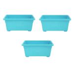 Go Hooked Rectangular Plastic Pots for Plants, Jupiter Flower Pots for Home, Window Display, Garden (35 x 18.5 x 15 cm) (BLUE) (PACK OF 3)