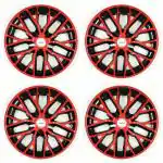 PRIGAN VW Polo Red Black Wheel Cover 15 Inch for VW Polo (Set of 4 Pcs) (Press Fitting) Model- Phantom_ Red_ 15
