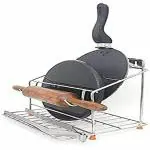 Toyjeck Stainless Steel Chakla Belan and Tawa Stand for kitchen, Tawa Chimta Stand 4 in 1 Chakla Belan Stand for Kitchen, Rolling Pin Board Holder Wall Stand (Only Stand, Floating Shelves)