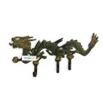CraftVatika Green Brass Antique Wall Mount Dragon Key Holder 32 x 18.01 cm