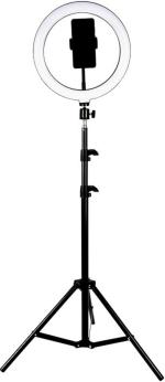 Webilla Portable Led Ring Light With Tripod 3 Color Modes Dimmable Lighting Compatible With Iphone Android Phones And Cameras Ring Flash (White)