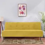SOLISPRIMUS-COMFORT FOR ALL Fully Upholstered 3 Seater Single Solid Wood Fold Out Sofa Sectional Bed - Yellow