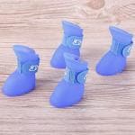 Pets Empire Silicone Rubber Rain Non Slip large Cute Pet Boots, Large, Black & Blue