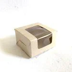 OUT OF THE PACK Brownie Box with Window, Plain Handmade Paper Box | Flat Bottom Packing box for 1 Brownie & Cookie | Size: 2.75 x 2.75 x 1.75 Inch (Floral 25)