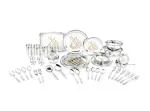 Classic Essentials Pack of 68 Stainless Steel Peacock Dinner Set, Heavy Gauge Dinner Set (Silver)