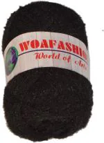 WOAFASHIONS - WORLD OF ARTS Black Polyester Hand Knitting Yarn, 200 G