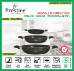 Prestlee Nonstick Cookware Set 3 PC Combo - (Kadai 240 + Kadai 260 + Panniyarakkal 12 Rnd) - Popular / Nonstick Kadai / Kadhai / Non Stick Kadhai / Iron Kadai