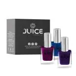 JUICE One Coat Nail Polish, Combo Pack of 3, Magenta and Blue Collection, High Gloss, Chip Resistant, Quick Dry, Gel Effect, Shades : Pearly Magenta / Sapphire Blue / Eminence GLOSS COMBO_5, 11ml each