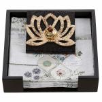 Cocktail Wooden MDF Laser Lotus Flat Square Napkin Holder with Weighted Flap for Napkin Stand , Brown