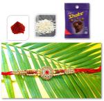 BHAKTI 2 SHAKTI MAKING WORSHIP SPECIAL Rakhi for brother | Bhaiya ki rakhi | Fancy rakhi for men with roli & akshat | Rudraksh with Diamond Circle | Pack of 1 | With Chocolate Shots