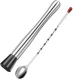 Zoov Stainless Steel Cocktail Muddler and Mixing Spoon Professional Home Bar Tool Set