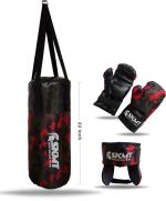Skmt Kids Boxing Kit - Military Red Filled Punching Bag, Gloves, Headgear (Pack Of 3)