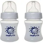 Naughty Kidz Plastic Blue Baby Feeding Bottle with 2 Nipple 125ml Pack of 2