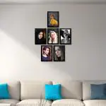 Kuber Industries Photo Frame|MDF Wooden Collage for wall|Hanging Photo Frames|Collage Picture Frame Set for Home Décor|5x7 Inch|Set of 6 (Black)