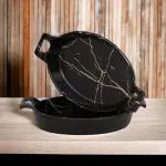 Super 99 Glossy Finish Melamine Oval Shape Bowl Set with Handle for Serving Snacks, Pasta, Soup | Perfect for Home, Kitchen, Restaurant, & Parties (500 ml, Pack of 2, Black)