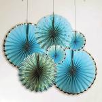 Toyxe Blue Paper Hanging Party Fans Wall Decoration