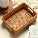 Habere India-All the Cultures Fabricating India Store Brown Rectangular Rattan Wicker Basket, Small
