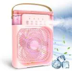 SEVOU MODERN LIVING Portable Humidifier Air Cooler Mist Fan Mini Cooler For Home With 3 Speed Mode With Water Spray, 7 Color Led And Timer, Usb Personal Cooler Desk Fan (Usb Powered Mini Ac, Pink) (Duplicate)