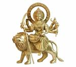 Kartique Personification Brass Maa Durga Sitting On Lion Idol - 10 inch