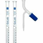 GoLab Laboratory Premium Calibrated borosilicate 3.3 glass Burette 25ml, 50ml Capacity with Rotaflow Stopcock for laboratory and science industrial-Pack Of 2Pcs.