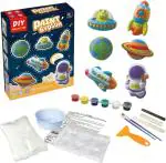 SAMVARDHAN DIY Gypsum Fridge Magnet Plaster Painting Kit for Kids, Mould and Paint Kits- Plaster Painting Art & Craft Set - (Space)