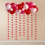SPECIALYOU.IN Pack of 40 Items Valentine Decoration Items includes Red, White and Metallic Pink Balloons with Mini Red Heart Paper Hanging Frills for Anniversary, Valentine Decoration Items