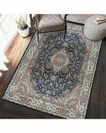Status Contract Multicolor Fabric Ice Silk Velvet Touch Persian Kashmiri Vintage Carpet Rug With Anti Slip Backing For Home And Office - 3 x 5 Feet