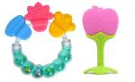 Enorme Apple Fruit Shape Silicone Teether with Round Shape BPA Free Silicone Bell Teether Ring for Infants
