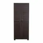 Faab Cello Canton Brown Plastic Cupboard with Hanger rod & 3 Shelves for Storage