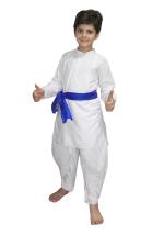 KAKU FANCY DRESSES Indian State Haryanvi Dance Costume for Kids White Kurta Costume For Boy - White, 3-4 Years
