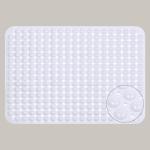 LifeKrafts White Rectangle PVC Anti-Slip Bathroom Mat with Accu Pebble Suction Cup 106 cm x 60 cm